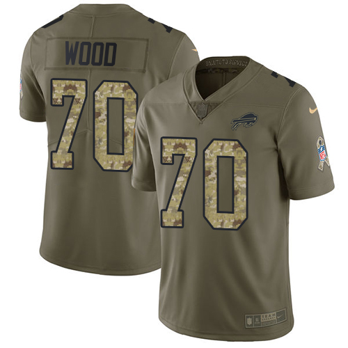 Nike Bills #70 Eric Wood Olive/Camo Men's Stitched NFL Limited Salute To Service Jersey - Click Image to Close